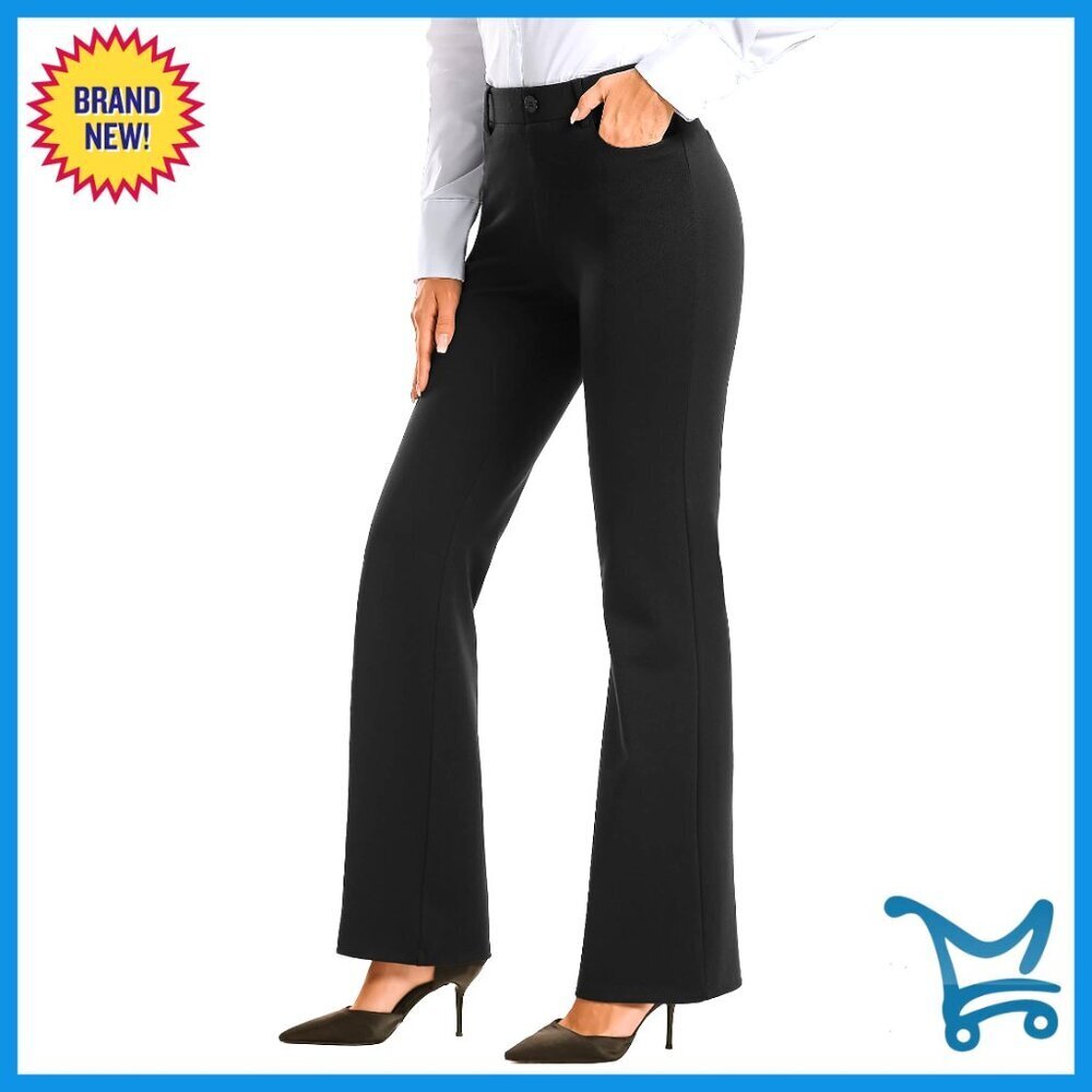 Bootcut Dress Pants Stretchy Professional Work Slacks with Pockets Pull On